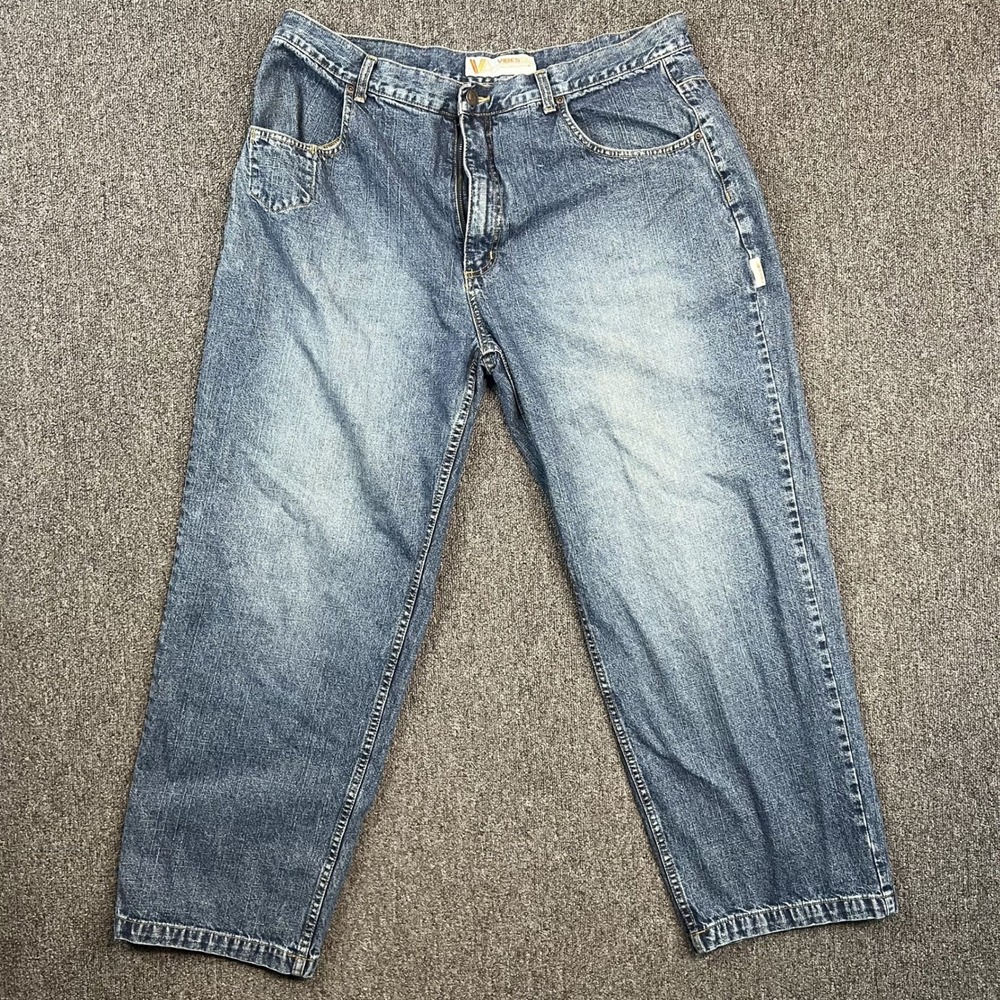 Vibes Gold Label Y2K Baggy Jeans 40 Blue Cotton Denim Streetwear Skate Retro — photo 2